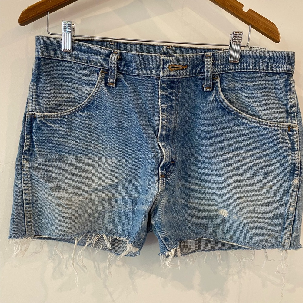 VINTAGE WRANGLER RUSTLER Men's Ripped Jean Shorts